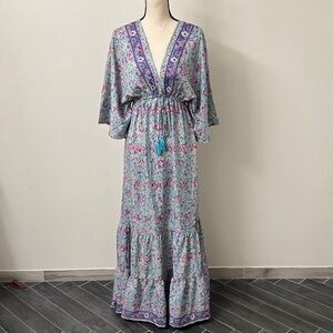 Elegant Floral V-Neck Swim Coverup